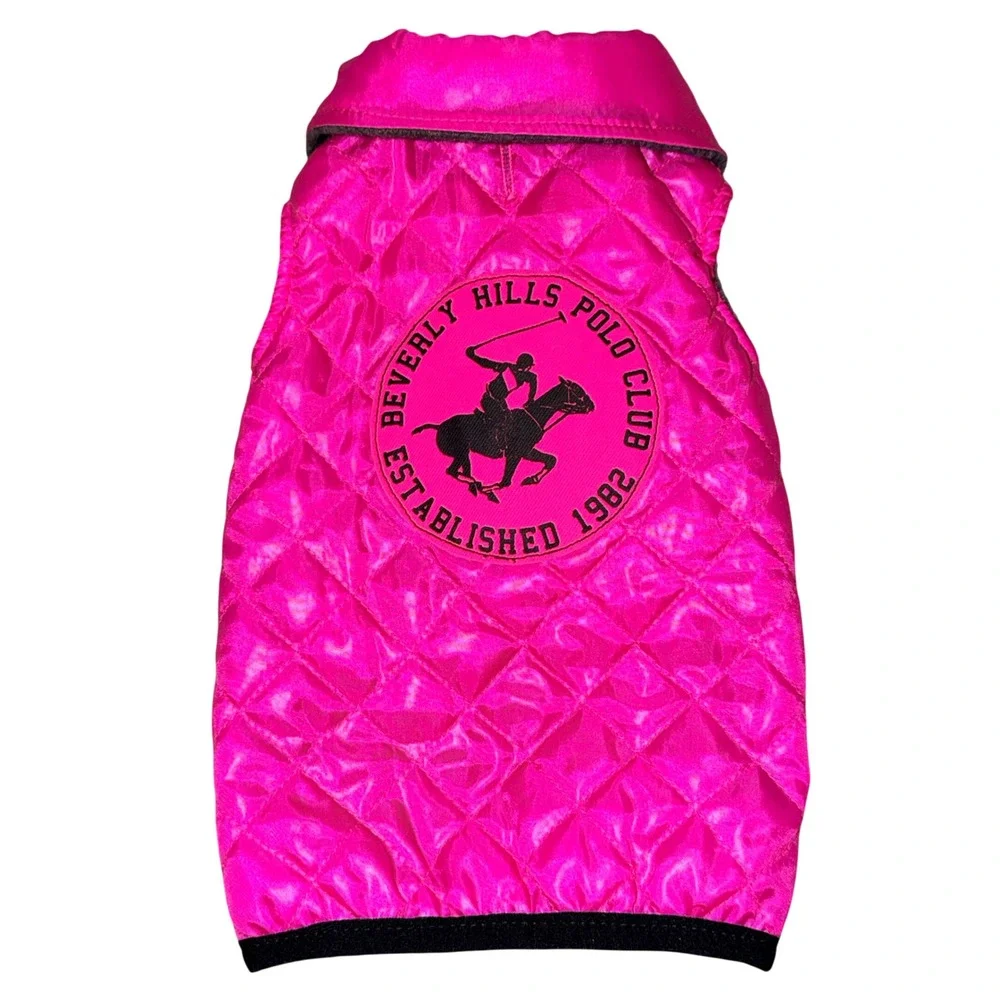 Beverly Hills Polo Club Dog Vest Small Pink Quilted Fleece Puffer Jacket Preppy
